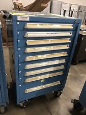 LYON WHEELED STORAGE CABINET TOOL BOX 9-DRAWER 30 X 28 X 52 STEEL BLUE USED #5 picture