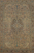Vintage Muted Geometric Wool Tebriz Traditional Hand-knotted Area Rug 6x9 Carpet picture