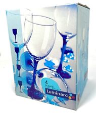 Set Of 4 Vintage Luminarc Oceane Saphir Cobalt Blue Stemmed Wine Glasses 8.25 oz picture