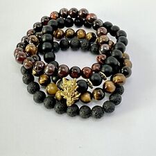 4 Gorgeous Stretch Beaded Men’s Bracelets Christmas Gift picture