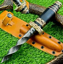 Custom Hand Forged Damascus Steel Bowie Knife, Hunting Knife, Kris Dagger 387 picture