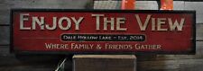 Custom Lake House Enjoy View Sign -Rustic Hand Made Vintage Wood Sign picture