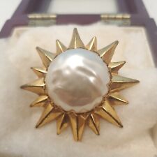 Vintage Signed MIRIAM HASKELL SUN STAR BROOCH PIN SunBurst Pearl picture