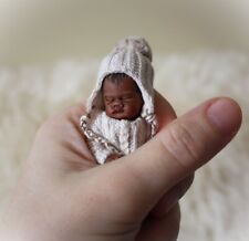 OOAK Baby Boy Art Doll with Bassinet Sculpted from Polymer Clay by YivArtDolls picture