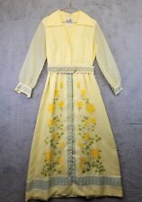 Vintage 60s Alfred Shaheen Yellow Floral Maxi Dress Modern Size S Vintage 10 picture
