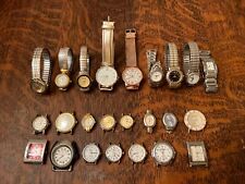 Lot Of 24 Old Vintage Watches(9) & Watch Dials(15) Various Makes Brands UNTESTED picture