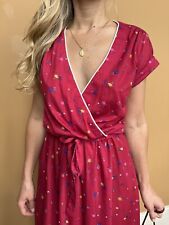 70s Vintage Magenta Tiny Floral Dress S Oops picture