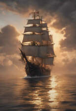 Vintage Sailing Ship at Sunset Photograph II Art Print picture