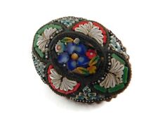 Italian Micro Mosaic Floral Pin Brooch, Vintage Jewelry picture