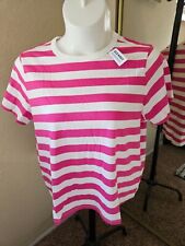 Women's NWT OLD NAVY Size XL Hot Pink and White Striped Short Sleeve Tee picture