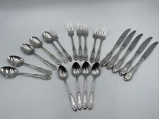 Set of 20 Vintage Oneida Flatware Fork Knife Spoon Floral Brushed Silver Matte picture