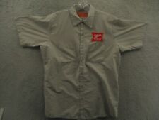 Vintage Miller High Life Work Shirt Gray Button Up Short Sleeve Mens L picture
