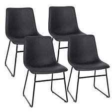 Dining Chairs Set of 4 Black PU Faux Leather Kitchen Room Side Chairs Modern picture