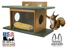 SQUIRREL HOUSE FEEDER See-Thru Wall Tree Post Mount Recycled Poly AMISH HANDMADE picture