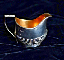 1903 Birmingham England Sterling Silver Creamer Ribbed Pattern Gold Lining Edwar picture