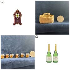 (Lot 4) 1:12 scale dollhouse mini accessories dome clock beer mug champagnes picture
