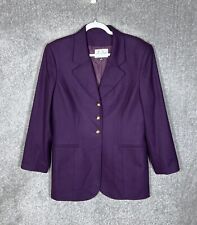 Vintage Le Suit Wool Nylon Coat Womens Size 14 Purple Jacket Button Up Collared picture