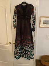 Shannon Rodgers/Jerry Silverman Black Cotton Gown with Green/White Floral Spray picture