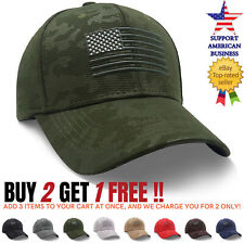 Men Baseball Cap American Flag Tactical Snapback Visor Hat Trucker Camo Army picture