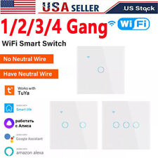 1/2/3/4 Gang WiFi Smart Wall Touch Light Switch Glass Panel For Alexa/Google APP picture