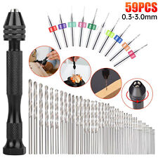59Pcs Precision Pin Vise Mini Micro Hand Twist Drill Bits Set Rotary Tools Kit picture