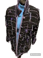 Vintage Crystal Jacket Handwoven  Embellished Fringe Art To Wear Sz Large picture