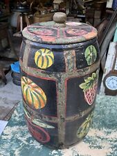 Antique Primitive Wood Spice Box Jar Tobacco Vintage Hand Painted picture