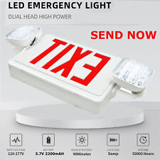 LED Double Head Lamp Universal Exit Sign Combo Unit with NiCad Battery, 120-277V picture