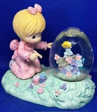 Vintage Precious Moments Girl Painting Egg Shaped Water Globe Figurine picture
