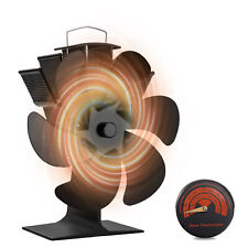 6 Blade Heat Powered Fireplace Stove Fan Wood Burner Fuel Saving Stove Fan Black picture