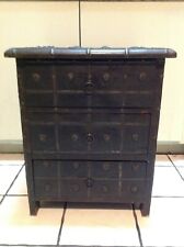 Vintage Solid  Wood Tresure Chest 3 Drawers Side Table  picture