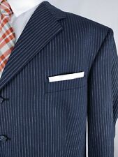 Celebrity Worn Holland & Sherry Men 4B Wool Suit 46/48L 37x33 White Pinstripe picture