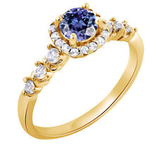 7/8 Ct Blue tanzanite & Topaz Solitaire Wedding Ring Size 8 picture