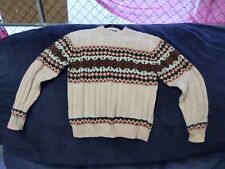 VTG Christopher Rand Mens Acrylic KNIT Winter Ski Sweater BEIGE W/GREEN RUST  XL picture