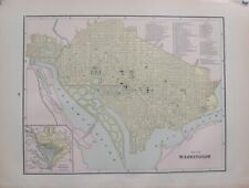 Original 1893 Antique Map WASHINGTON DC Georgetown C&O Canal Uniontown B&O RR picture