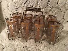 Rare 8 Vintage Fred Press 22 ct gold Glasses with Carrier Rack picture