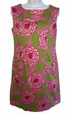 Pink Floral Spring Dress Cotton Retro Floral Sheath Pink Green Size M/L picture