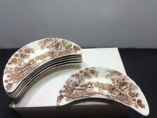 Set of 6 Royal Staffordshire Brown Tonquin 6 1/2
