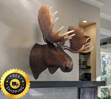 Moose Head Wall Sculpture Trophy North American Deer Animal Statue Art Decor picture