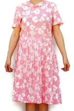 Vintage 60s Pink Floral Print Pleated Dress Retro Mid Century Mod Cottagecore picture