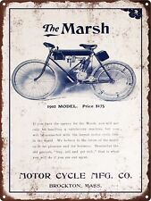 1902 Model The Marsh Motor Cycle Garage Shop Metal Sign Repro 9x12