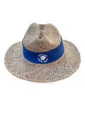 Lakeland State Bank Men's Straw Panama Fedora Hat With Blue Band OSFA vintage picture