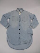 Forever 21 Women’s Shirt Size Large Blue Button Up Long Sleeve Denim Dress picture