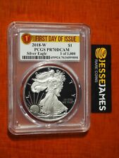 2018 W PROOF SILVER EAGLE PCGS PR70 DCAM FIRST DAY OF ISSUE SILVER RIBBON LABEL picture