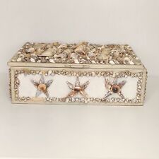 Vintage Seashell Jewelry Trinket Box With Mirror 10 X 6.5