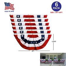 6 Pack USA Pleated Fan Flag 1.5x3 Feet American US Bunting Flags Half Fan Banner picture