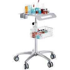 VEVOR Mobile Rolling Cart Height-Adjustable Medical Trolley Cart with Basket picture