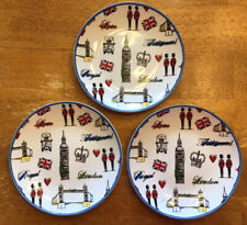 222 Fifth London Tour Appetizer / Dessert Plates Set Of 3 Big Ben Bridge picture
