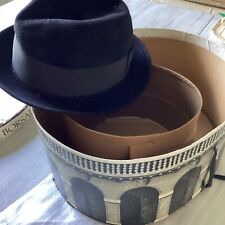  Vintage Champ Kasmir Fedora Hat Black w/ Black trim, w/ Vint. Borsalino Hat Box picture