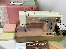 SERVICED Vtg Pink Heavy Duty Sewing Machine Zig Zag Singer 15 Clone MCM 1950s 60 picture